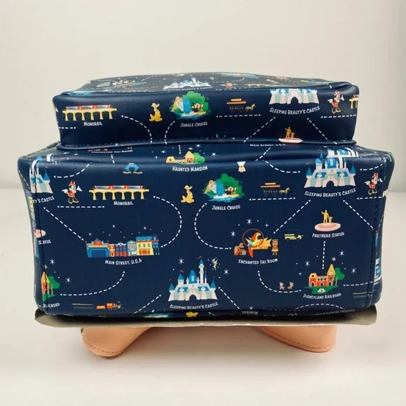 Disneyland 65th Anniversary Map 2-in-1 Convertible Mini Backpack Loungefly NWOT - Picture 6 of 10